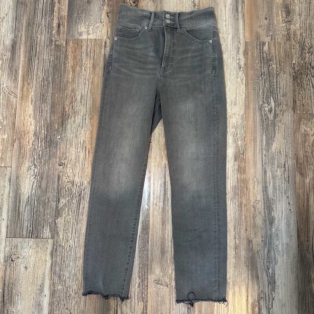 Express Slim Super High Rise Gray Raw Hem Jeans Size 4R